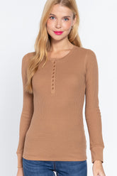 Long Slv Henley Thermal Top
