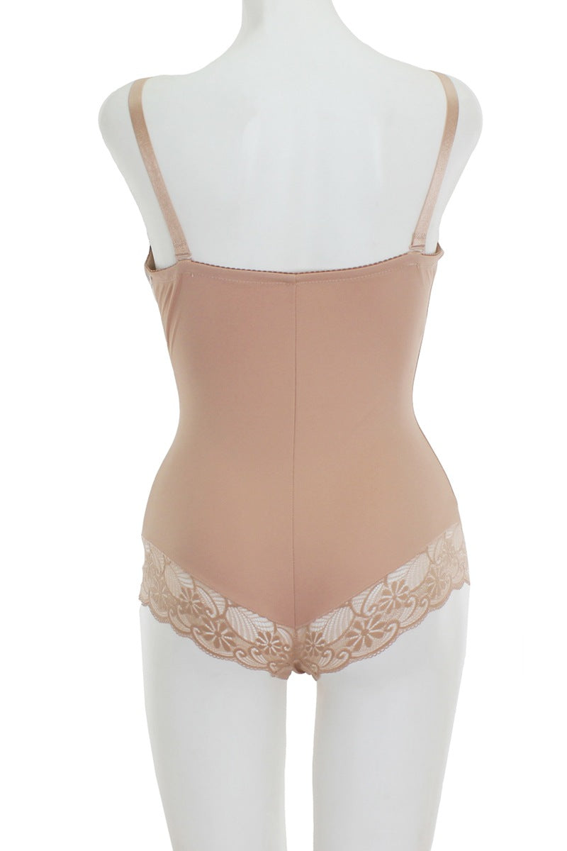 Nude Lace-Trim Mesh Bodysuit Shapewear Secondary image