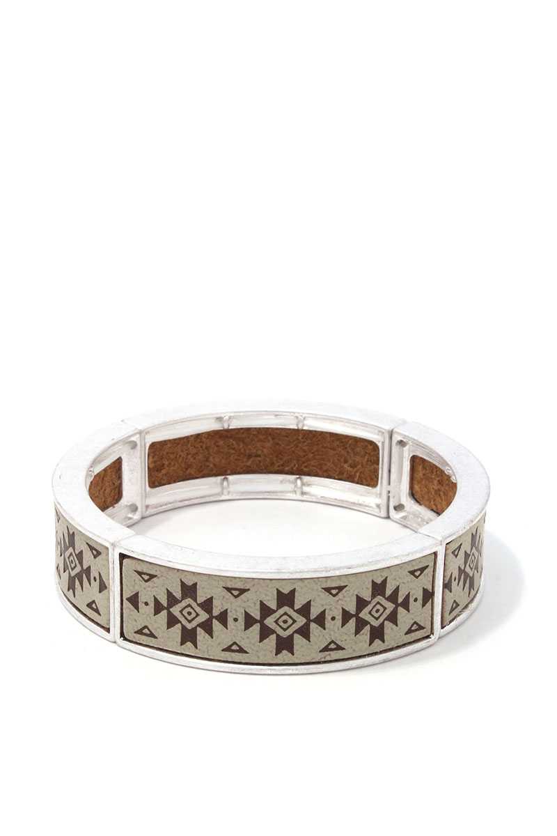 Aztec Design Metal Stretch Bracelet Secondary image