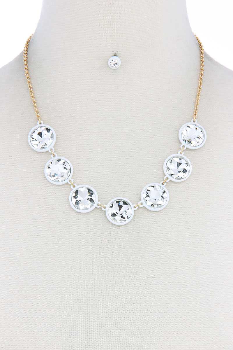 Round Multicolor Necklace with Gold-Tone Chain Secondary image