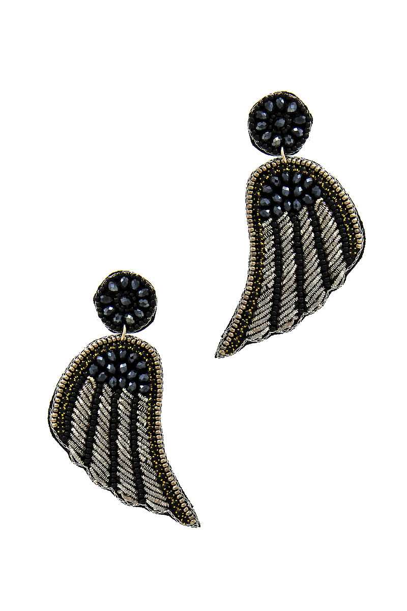 Wing Patch Beaded Drop Earrings Secondary image