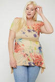 Multi-colored Watercolor Flower Print Tunic