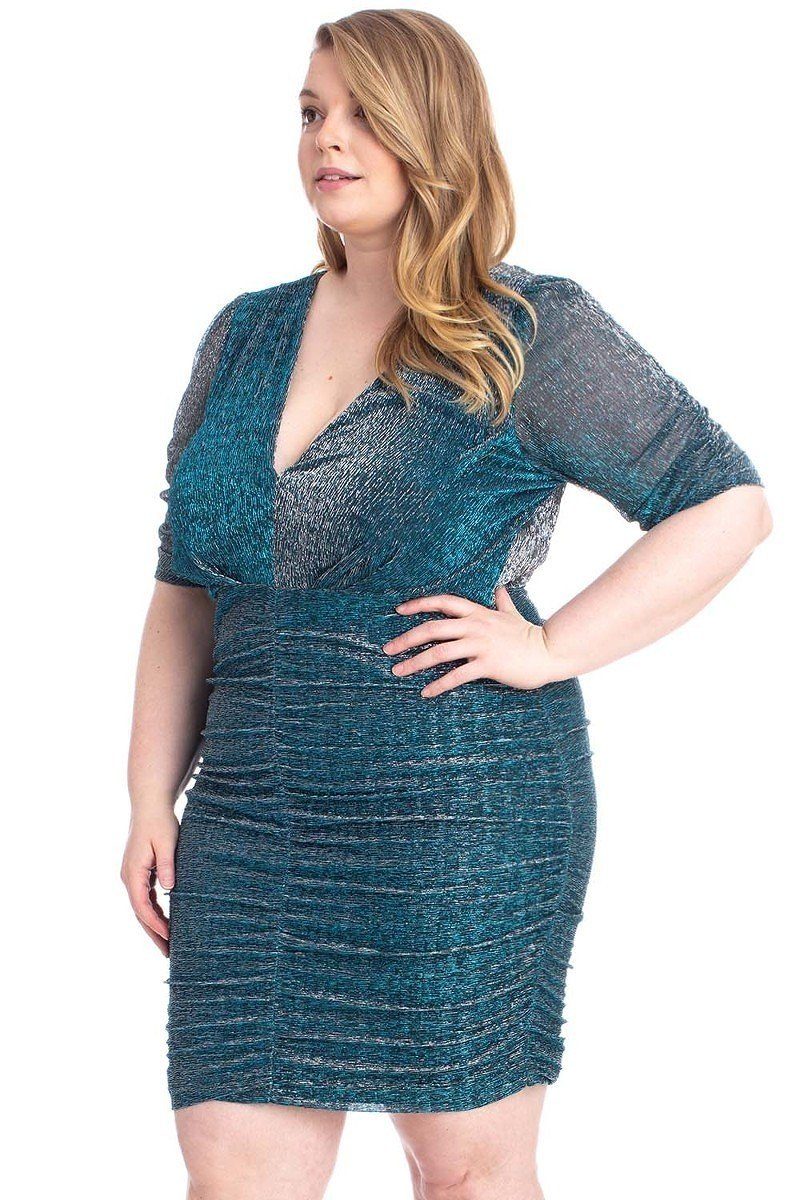Midnight Blue Shimmer Ruched Mini Dress Secondary image