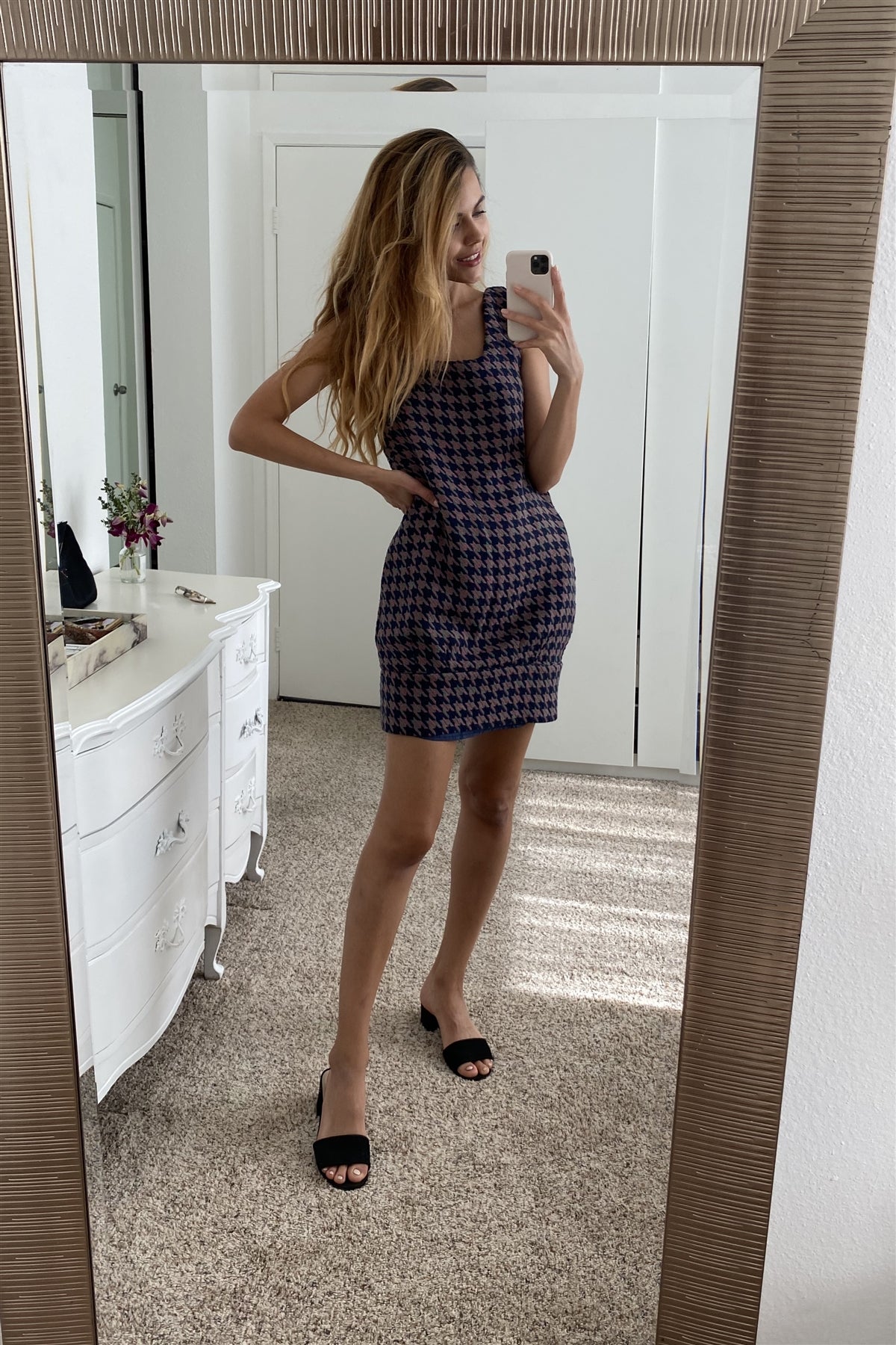 Houndstooth Sleeveless Mini Dress Secondary image