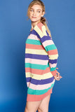 Multi-colored Striped Knit Sweater Dress