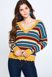 Multi-colored Variegated Striped Knit Sweater