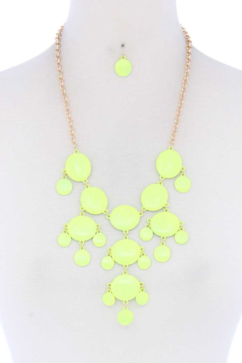 Brushed Pink Oval Dangle Statement Necklace Secondary image