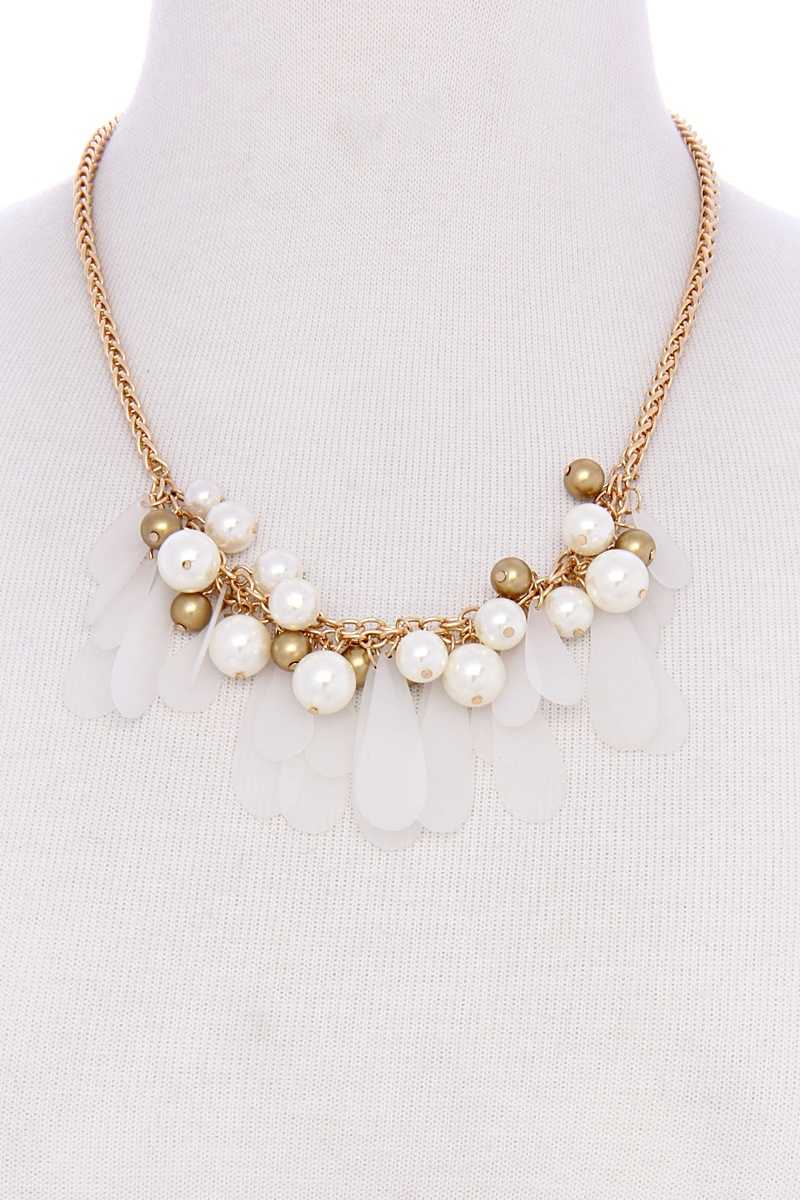Black and Gold Beaded Fringe Statement Necklace Secondary image
