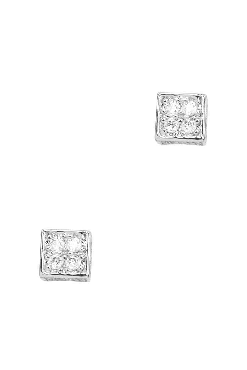 Square Stone Stud Earrings in Gold or Silver Secondary image