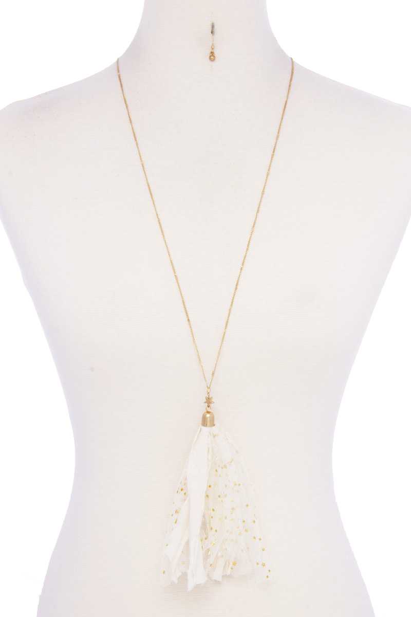 Tulle Tassel Pendant Necklace with Metallic Stars Secondary image