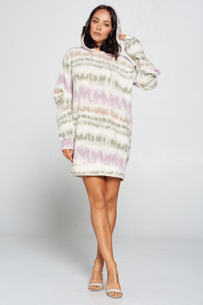 Brushed Print Terry Hoodie Dress Secondary image