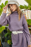 Turtle Neck Cold Shoulder Oversize Sweater Dress