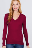 V-neck Sweater W/rivet Button