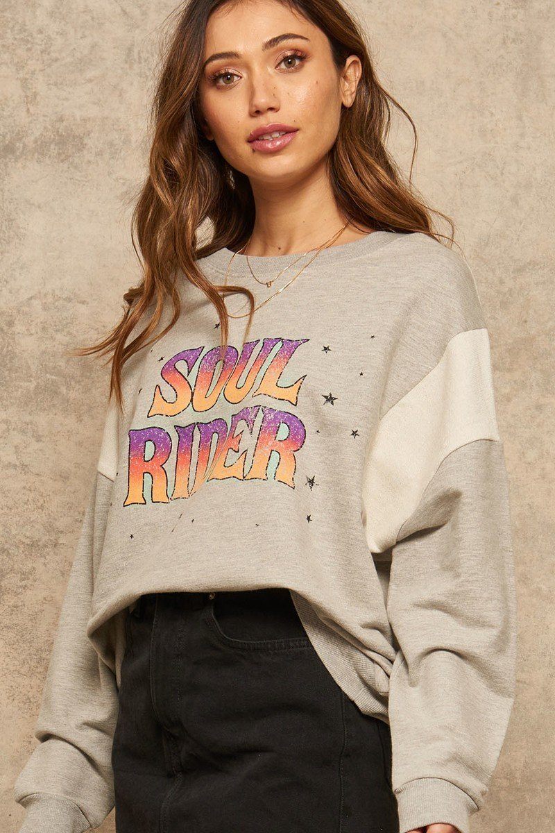 A French Terry Knit Graphic Sweatshirt