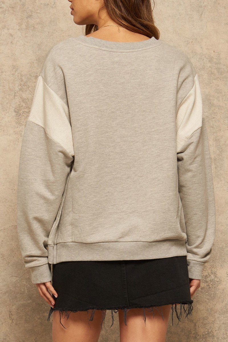 A French Terry Knit Graphic Sweatshirt