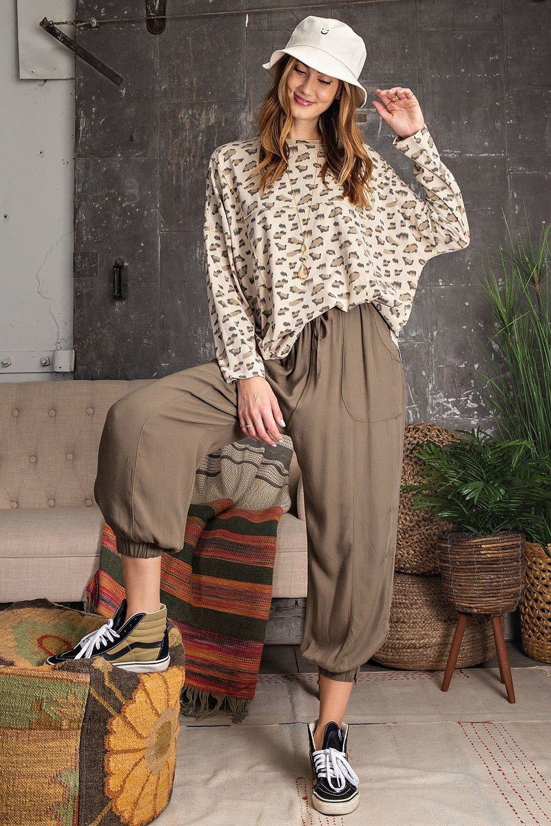 Leopard Print Loose Fit Knit Top in Tan Secondary image