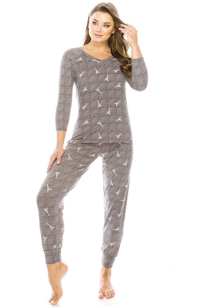 Grey Printed Knit Long-Sleeve Top Secondary image