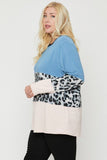 Plus Size Color Block Top Featuring A Leopard Print Top