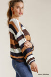 Multicolored Stripe Round Neck Long Sleeve Knit Sweater