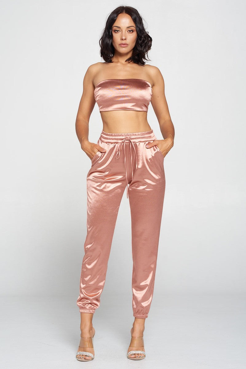 Mauve Tube Top and Jogger Pant Set Secondary image