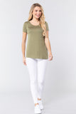 Short Sleeve Scoop Neck Top With Pocket