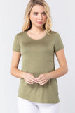 Short Sleeve Scoop Neck Top With Pocket