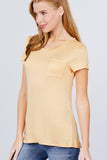 Short Sleeve Scoop Neck Top With Pocket