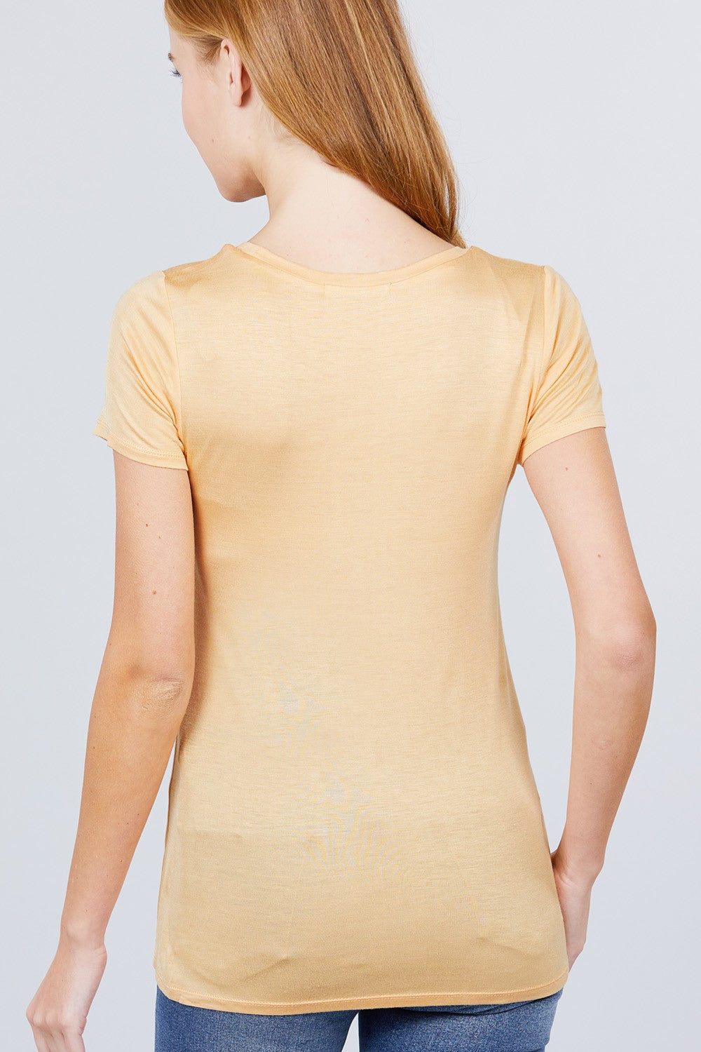 Short Sleeve Scoop Neck Top With Pocket