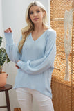 Ribbed V Neck Longsleeve Top
