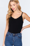 Heavy Rib Cami W/lace Bodysuit