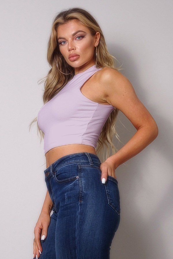 Orchid Mock Neck Sleeveless Crop Tank Top Secondary image