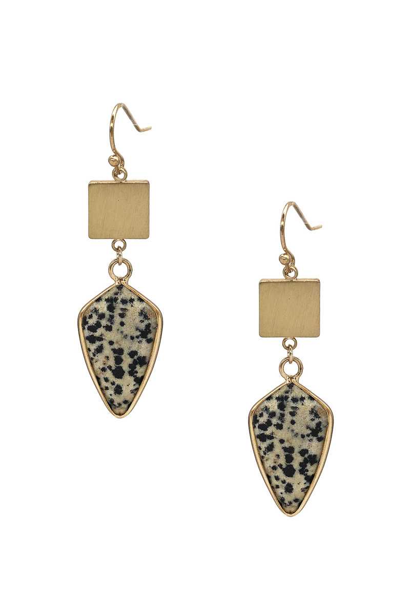 Marbled Stone Pendant Dangle Earrings Secondary image