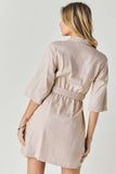 Drop Shoulder With Saist Tie Belted Dress