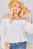 Off Shoulder Ruffle Bubble Sleeve Top