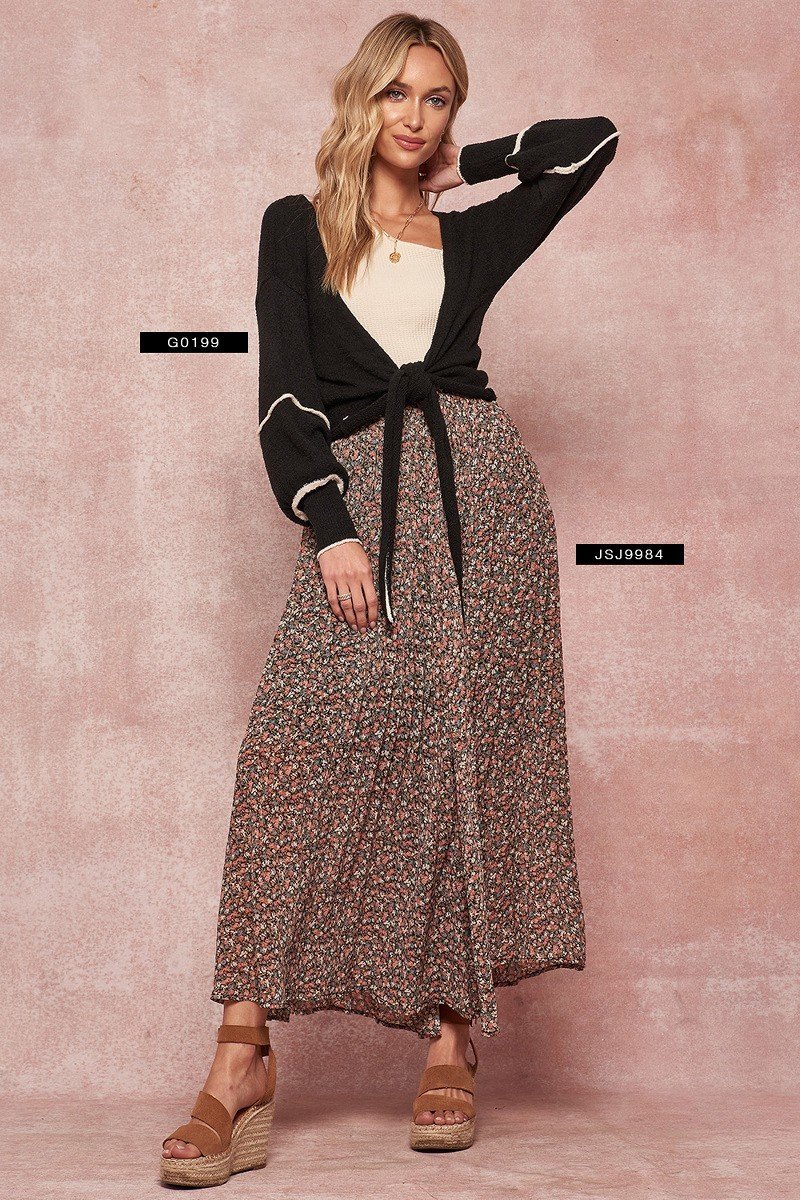 Black Textured Knit Tie-Front Cardigan Secondary image