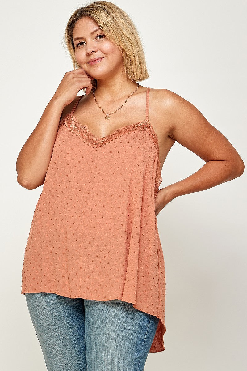Plus Size, Clip Dot Solid Cami Tunic – InHome Fashion