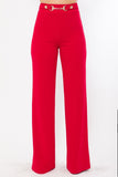 Waist Button And Buckle Detailed Fashion Pants