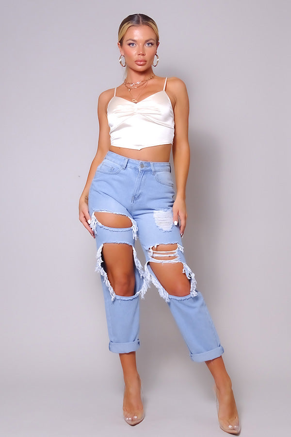 Cream Ruched Front Spaghetti Strap Top Secondary image