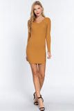 Long Slv V-neck Sweater Mini Dress