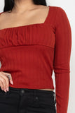 Shirred Square Neck Top