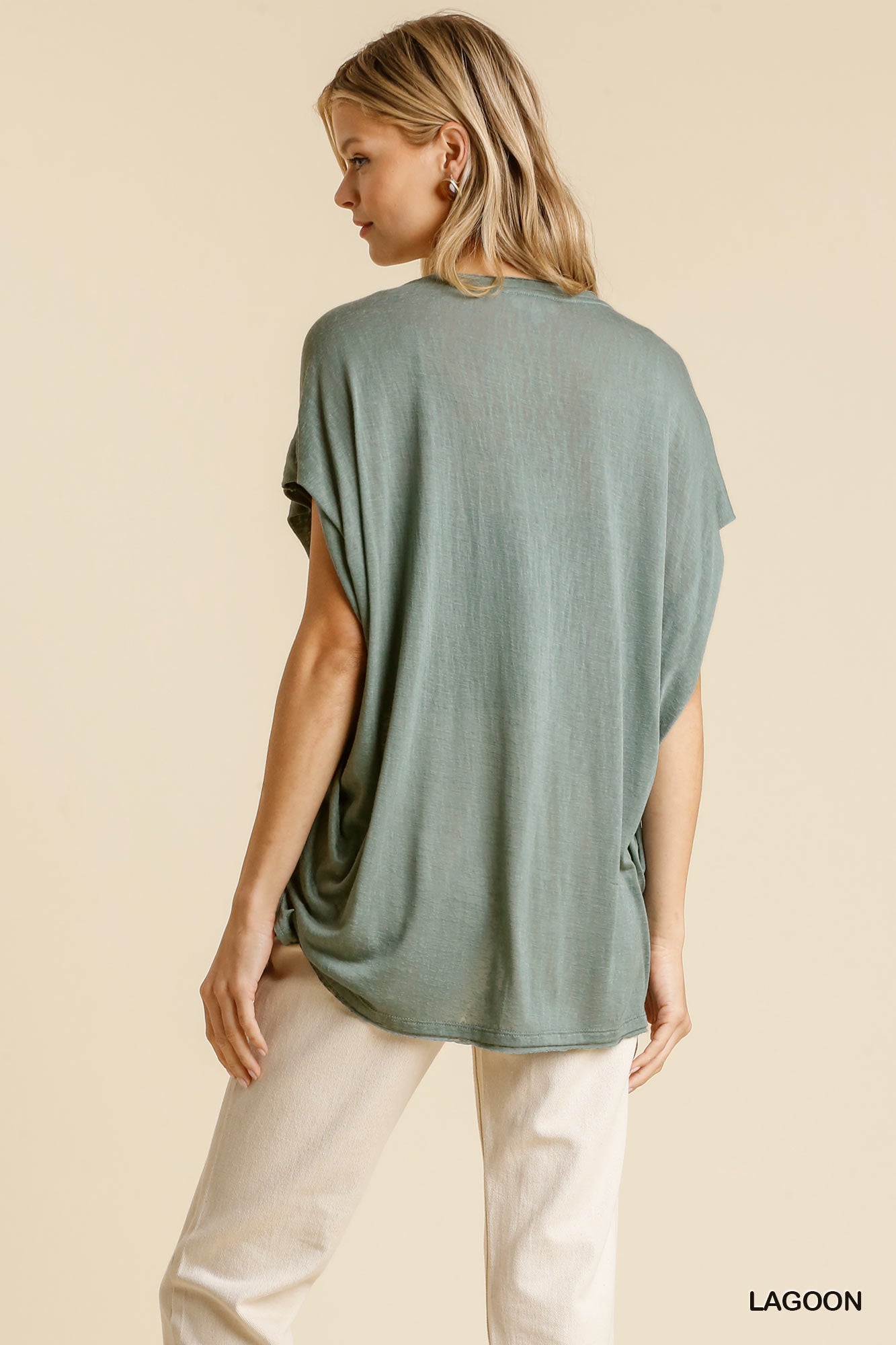 Lagoon Dolman Sleeve Scoop Neck Top With Side Slit Secondary image