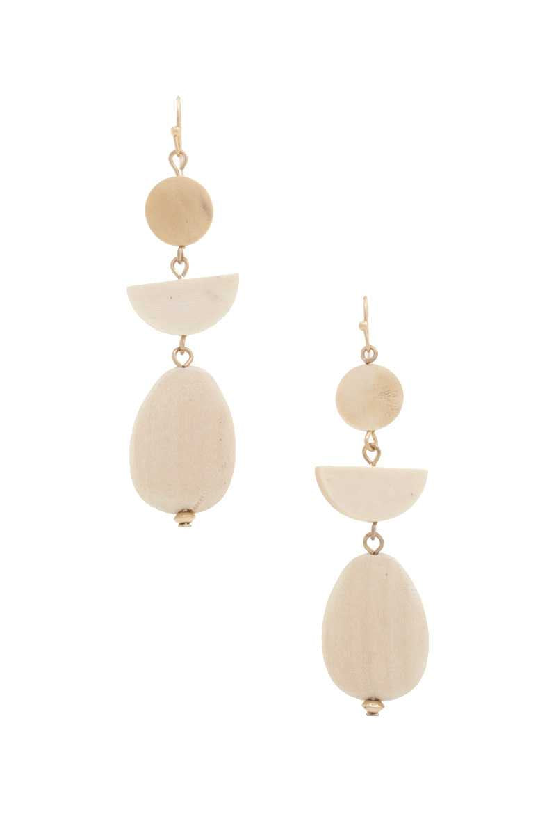 Geometric Wood Shape Dangle Earrings Secondary image