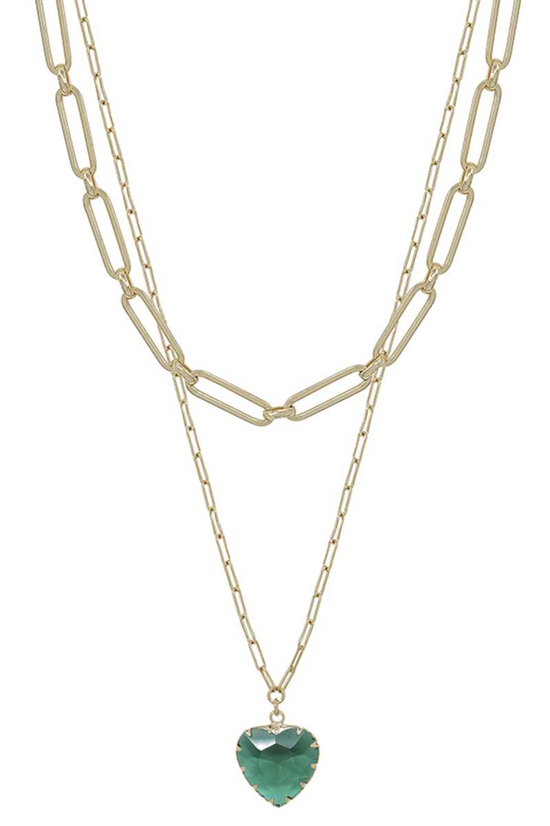 Two-Layer Heart Pendant Chain Necklace Secondary image