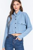 Long Slv Snap Button Crop Jacket