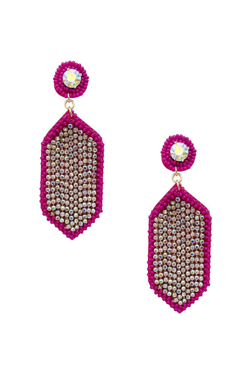 Seed Bead Rhinestone Dangle Earrings Secondary image