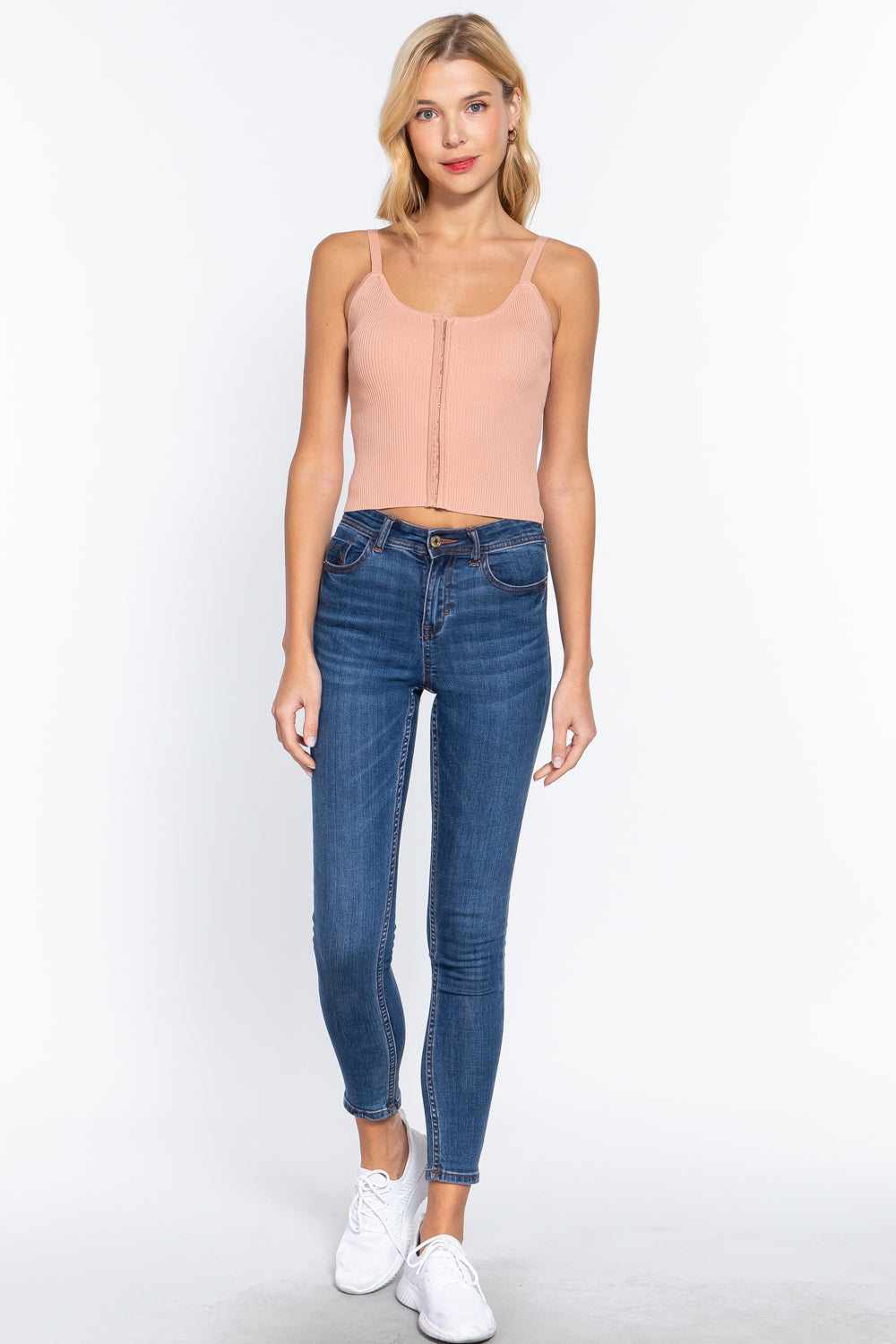 Pearl Pink Ribbed Sweater Cami Top Secondary image