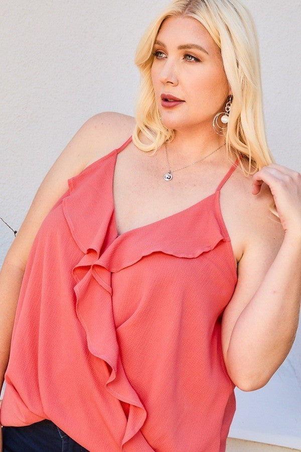 Coral Ruffle Surplice Cami Top Secondary image