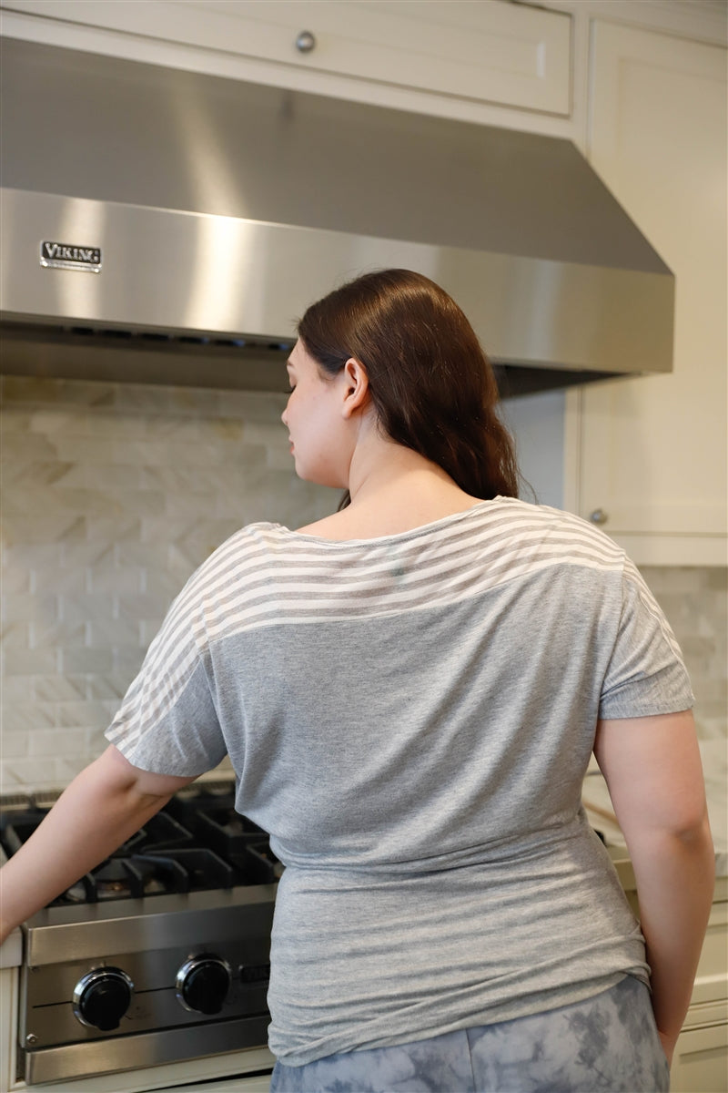 Plus Size Gray Stripe Short-Sleeve Top Secondary image