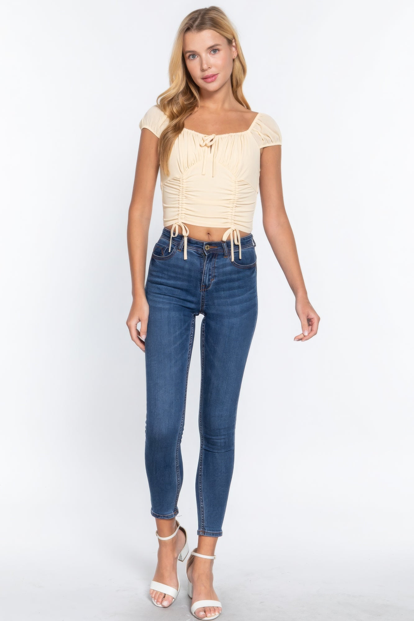 Butter Ruched Tie-Front Cropped Top Secondary image
