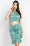 Halter Neck Crop Top & Skirts Set